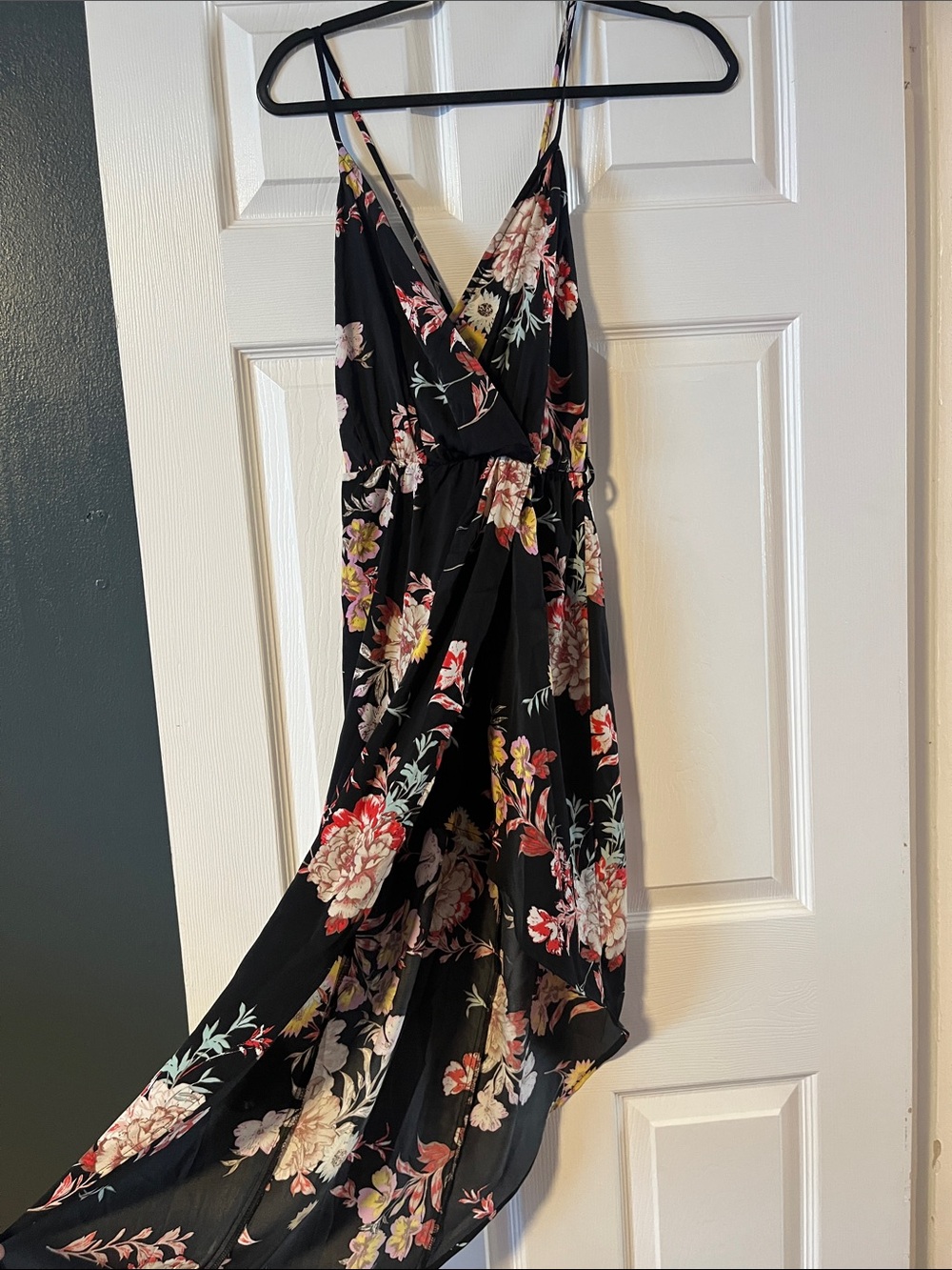 Material Girl Black Floral High-Low Maxi Dress